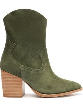 Schutz Women's Green Suede Western Ankle Boots 8B Like NEW